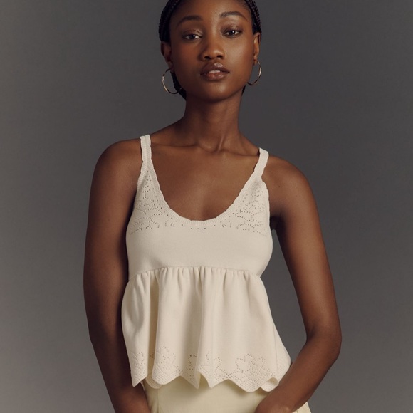 Anthropologie Tops - Anthropologie Scalloped Babydoll Pointelle
Sweater Tank